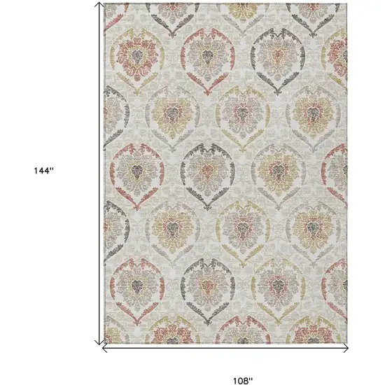 Ivory Gold And Taupe Medallion Washable Indoor Outdoor Area Rug Photo 3