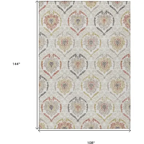 Ivory Gold And Taupe Medallion Washable Indoor Outdoor Area Rug Photo 3