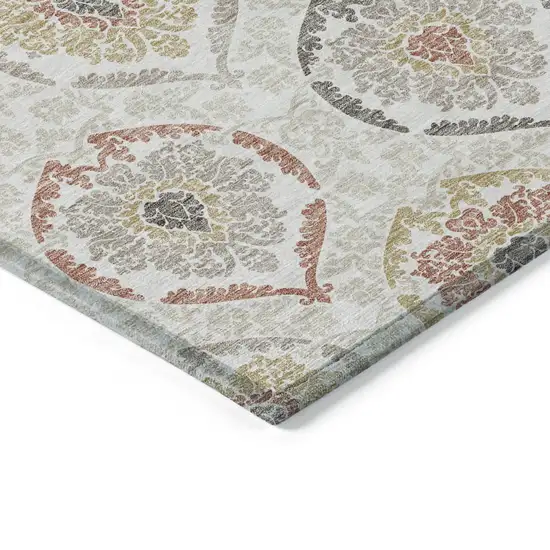 Ivory Gold And Taupe Medallion Washable Indoor Outdoor Area Rug Photo 5