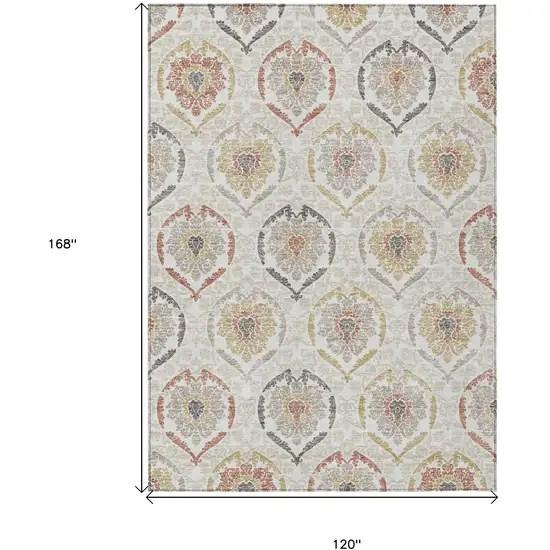 Ivory Gold And Taupe Medallion Washable Indoor Outdoor Area Rug Photo 3