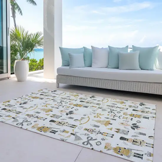 Ivory Gold Black And Gray Nutcracker Washable Indoor Outdoor Area Rug Photo 5