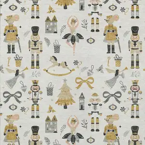 Photo of Ivory Gold Black And Gray Village Houses Washable Indoor Outdoor Area Rug