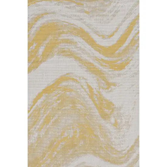 8' Gold And Ivory Abstract Indoor Outdoor Area Rug Photo 7