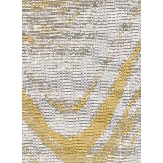 8' Gold And Ivory Abstract Indoor Outdoor Area Rug Photo 6