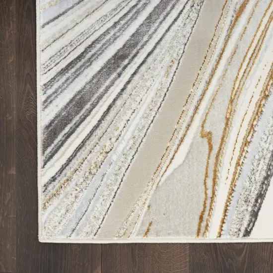 Ivory Gold and Gray Abstract Non Skid Area Rug Photo 9