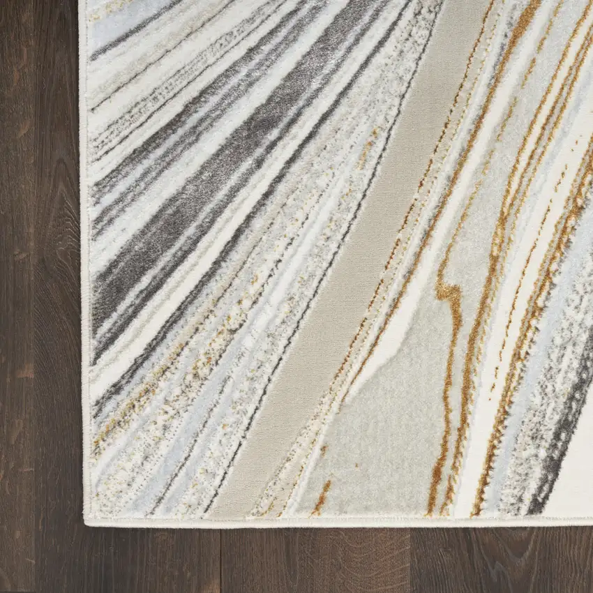 Ivory Gold and Gray Abstract Non Skid Area Rug Photo 9