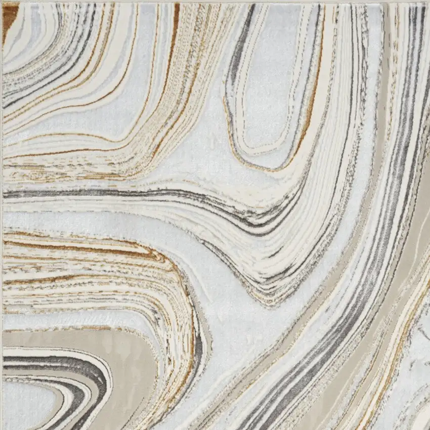 Ivory Gold and Gray Abstract Non Skid Area Rug Photo 4