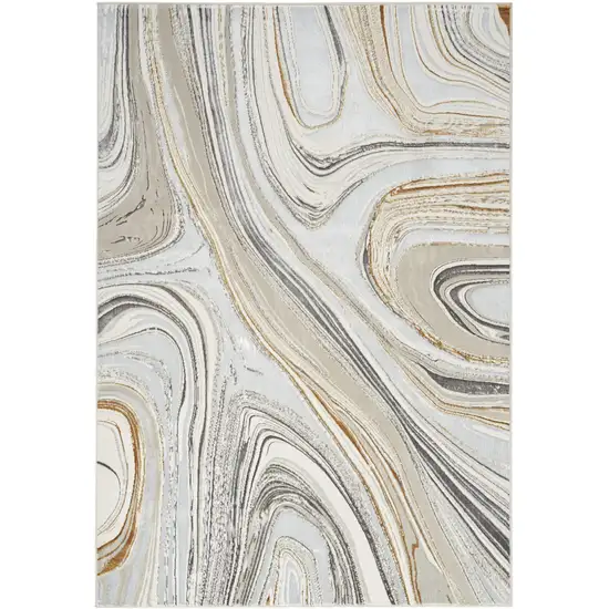 Ivory Gold and Gray Abstract Non Skid Area Rug Photo 1