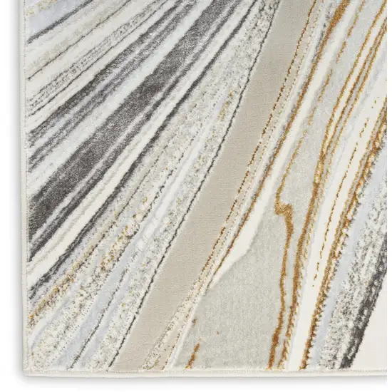 Ivory Gold and Gray Abstract Non Skid Area Rug Photo 6