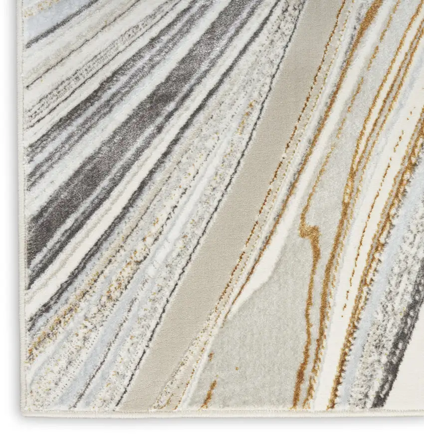 Ivory Gold and Gray Abstract Non Skid Area Rug Photo 6