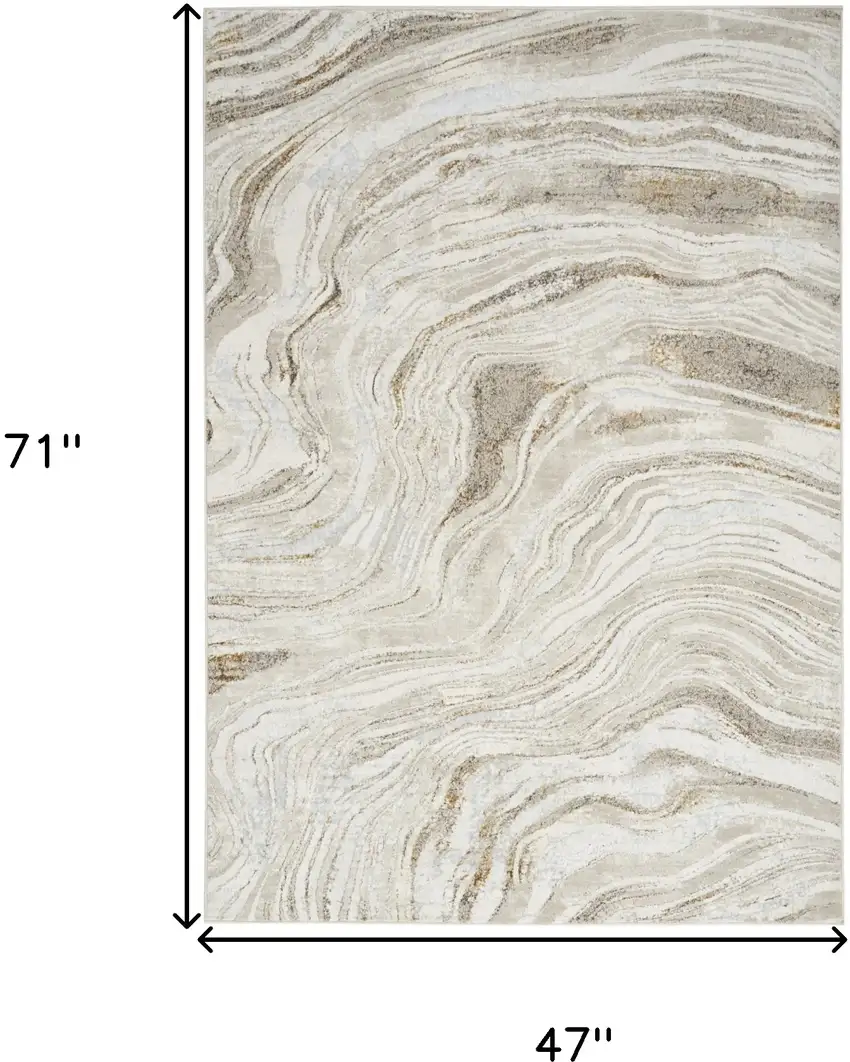 Ivory Gold and Gray Abstract Non Skid Area Rug Photo 3