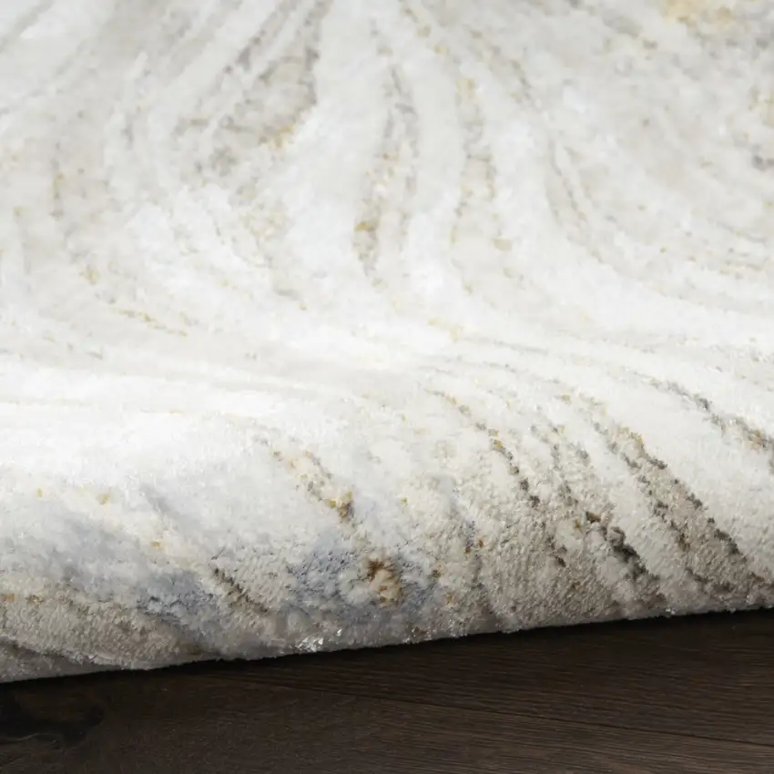 Ivory Gold and Gray Abstract Non Skid Area Rug Photo 5