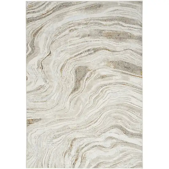 Ivory Gold and Gray Abstract Non Skid Area Rug Photo 1