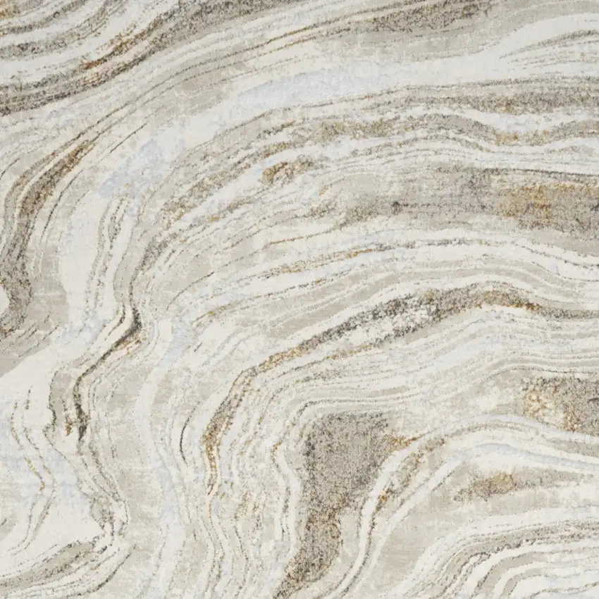 Ivory Gold and Gray Abstract Non Skid Area Rug Photo 4