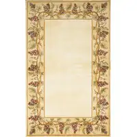 Photo of Ivory Grapes and Vines Bordered Wool Indoor Area Rug