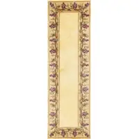 Photo of Ivory Grapes and Vines Bordered Wool Indoor Runner Rug