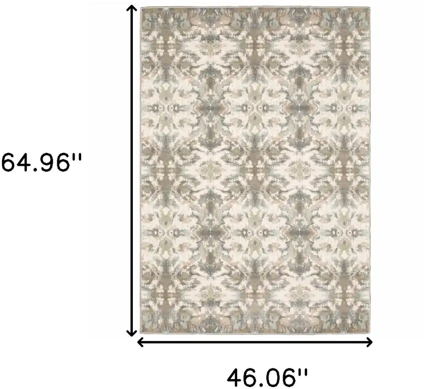 Ivory Gray Abstract Ikat Indoor Area Rug Photo 6