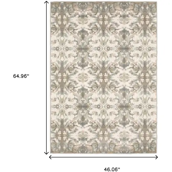 Ivory And Gray Ikat Area Rug Photo 8