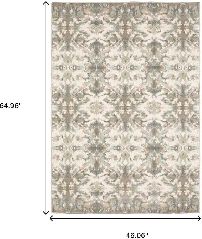 Ivory And Gray Ikat Area Rug Photo 8