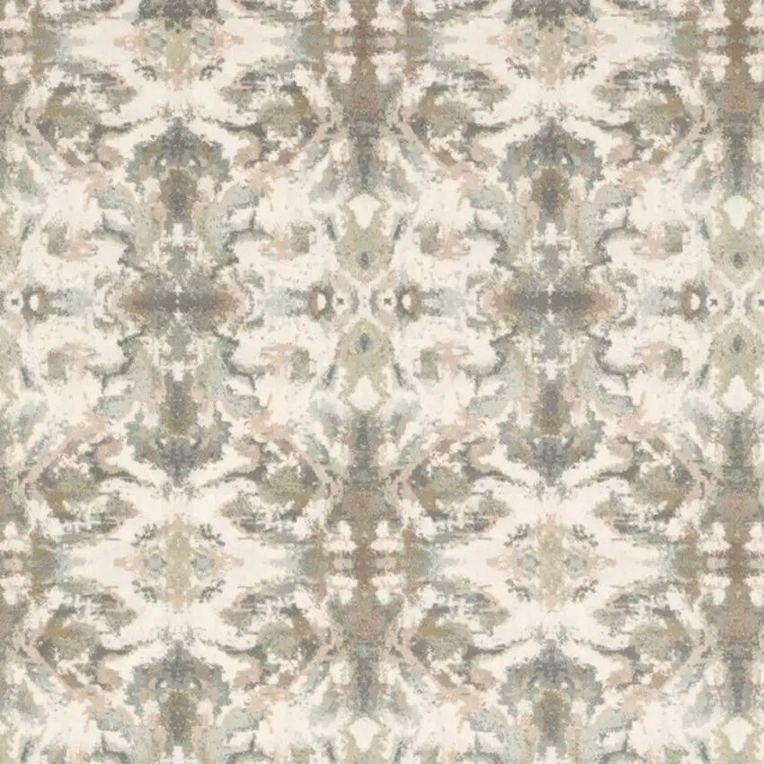 Ivory Gray Abstract Ikat Indoor Area Rug Photo 4