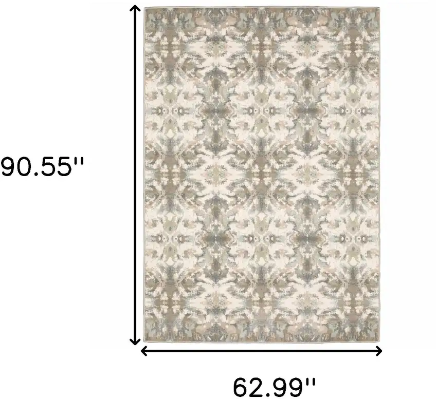 Ivory Gray Abstract Ikat Indoor Area Rug Photo 6