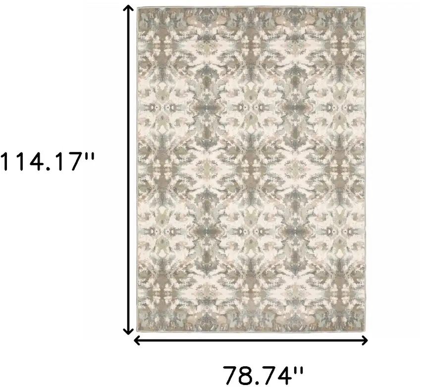 Ivory Gray Abstract Ikat Indoor Area Rug Photo 6