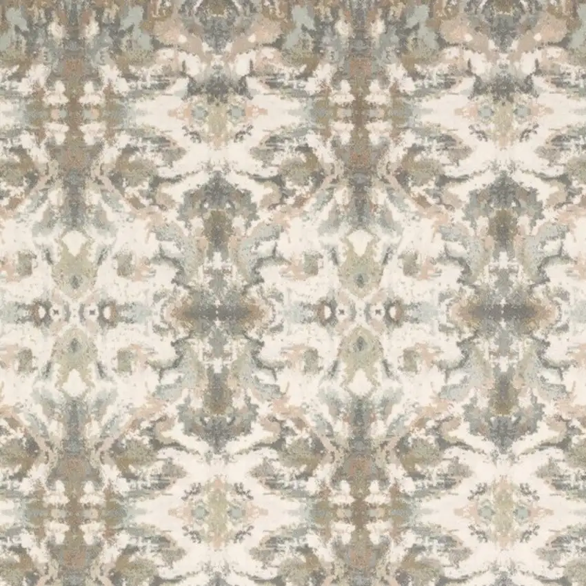 Ivory Gray Abstract Ikat Indoor Area Rug Photo 4