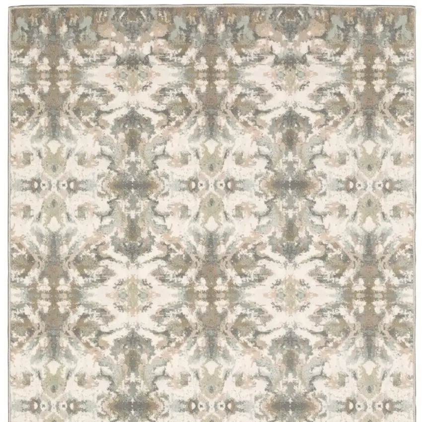 Ivory Gray Abstract Ikat Indoor Area Rug Photo 5
