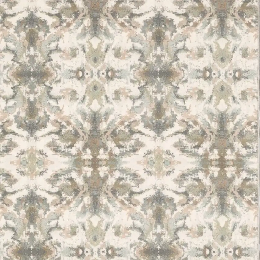 Ivory Gray Abstract Ikat Indoor Area Rug Photo 4