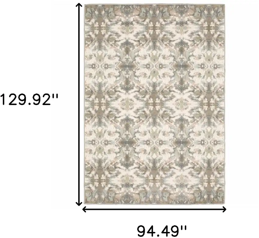 Ivory Gray Abstract Ikat Indoor Area Rug Photo 6