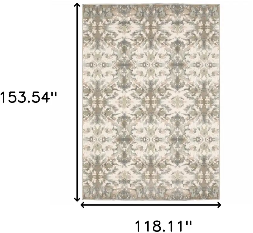 Ivory Gray Abstract Ikat Indoor Area Rug Photo 5