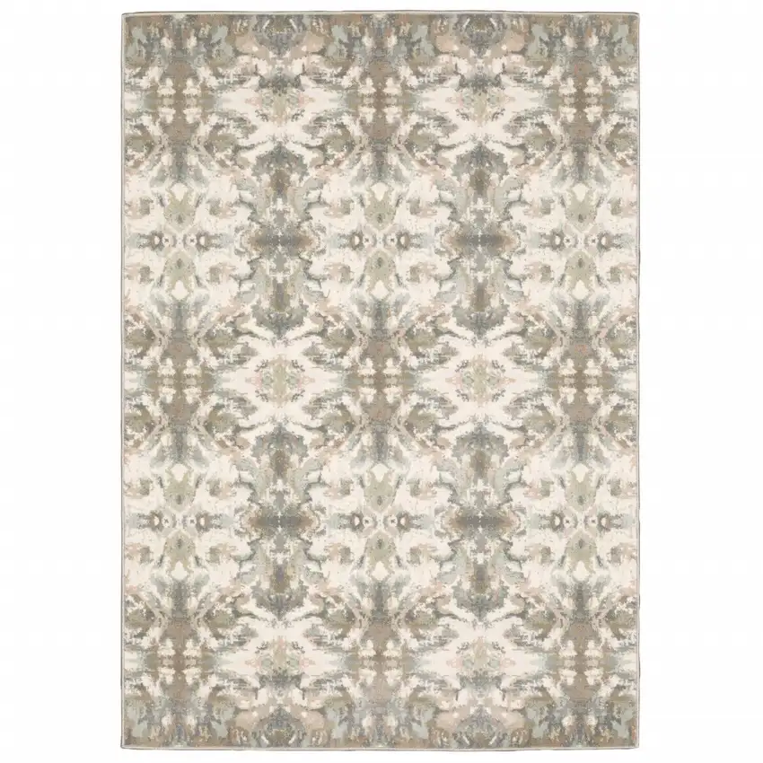 Ivory Gray Abstract Ikat Indoor Area Rug Photo 1