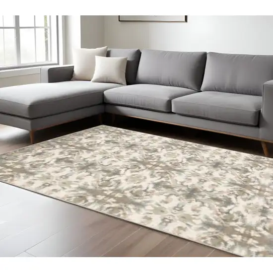 Ivory And Gray Ikat Area Rug Photo 1