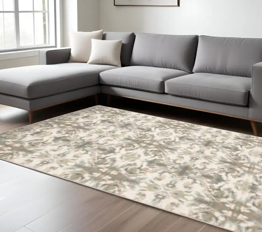 Ivory And Gray Ikat Area Rug Photo 1