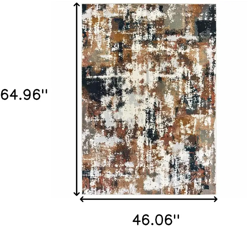 Ivory Gray Abstract Sectors Indoor Area Rug Photo 6