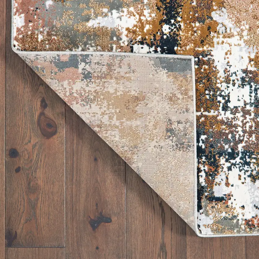 Ivory And Gray Abstract Area Rug Photo 6