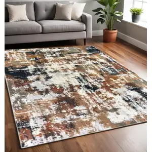 Photo of Ivory Gray Abstract Sectors Indoor Area Rug