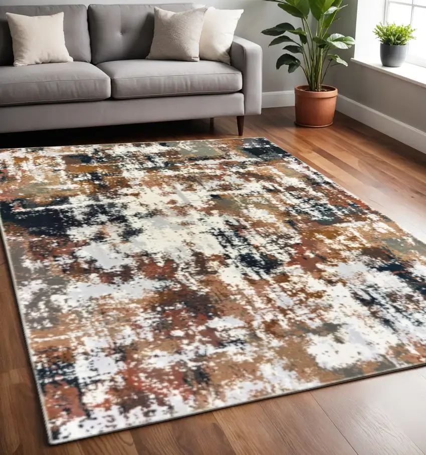Ivory And Gray Abstract Area Rug Photo 1