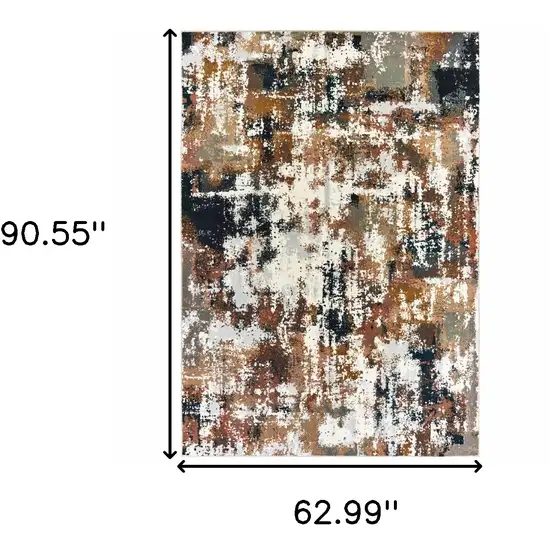 Ivory And Gray Abstract Area Rug Photo 3