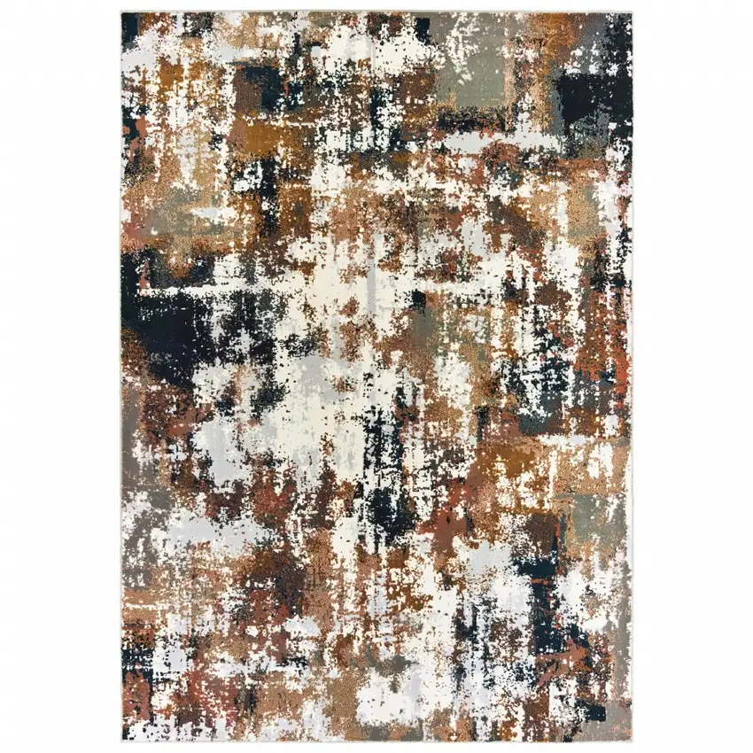 Ivory And Gray Abstract Area Rug Photo 2