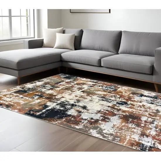 Ivory And Gray Abstract Area Rug Photo 1