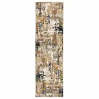 Photo of Ivory Gray Abstract Sectors Indoor Runner Rug