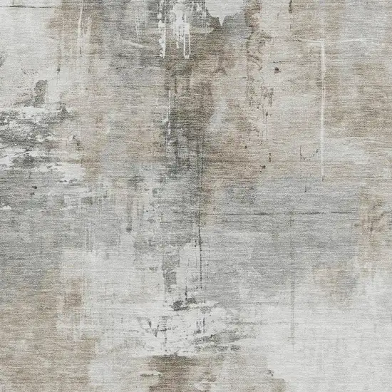 Ivory Gray And Beige Abstract Washable Area Rug With UV Protection Photo 2