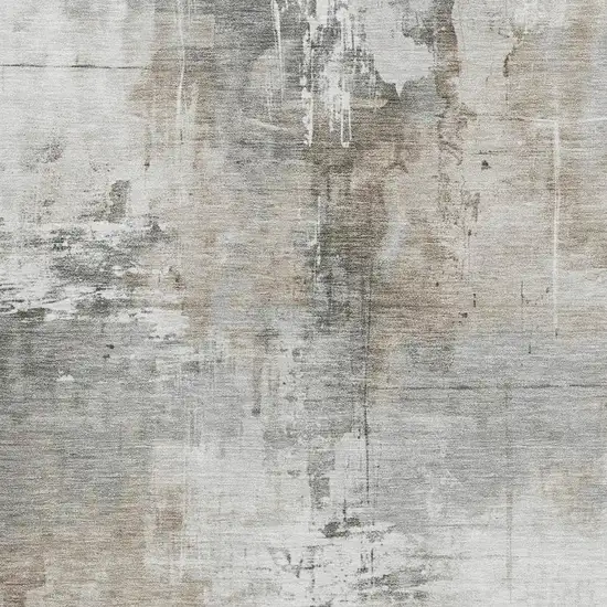 Ivory Gray And Beige Abstract Washable Area Rug With UV Protection Photo 2