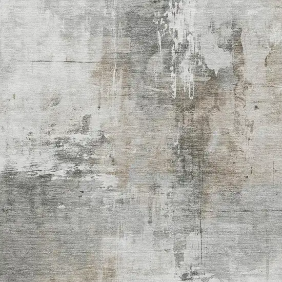 Ivory Gray And Beige Abstract Washable Area Rug With UV Protection Photo 2