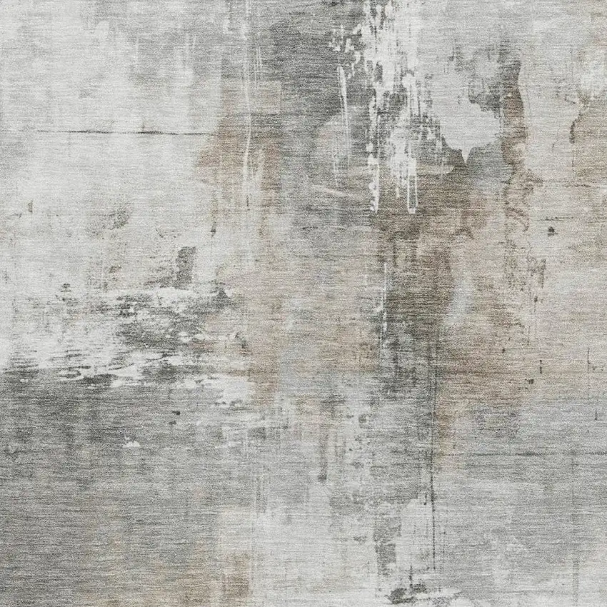 Ivory Gray And Beige Abstract Washable Area Rug With UV Protection Photo 2