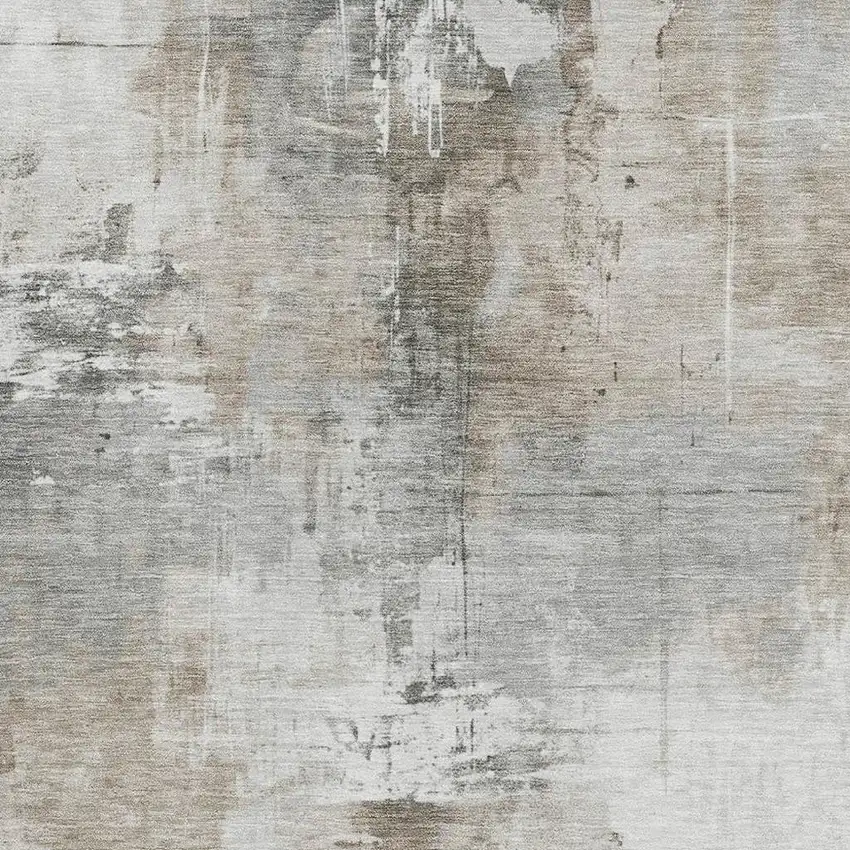 Ivory Gray And Beige Abstract Washable Area Rug With UV Protection Photo 2