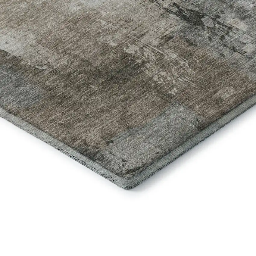 Ivory Gray And Beige Abstract Washable Area Rug With UV Protection Photo 7