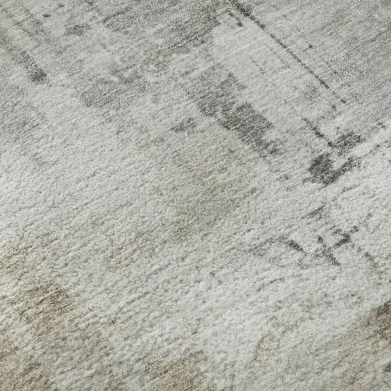 Ivory Gray And Beige Abstract Washable Area Rug With UV Protection Photo 9
