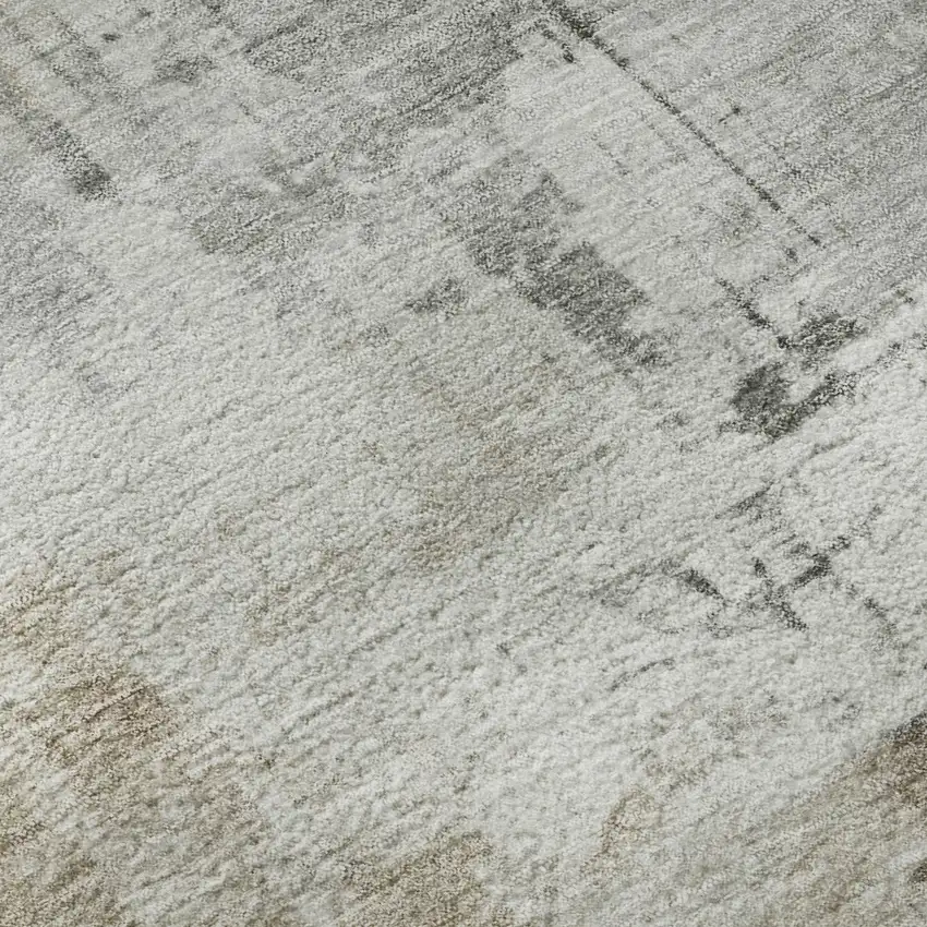 Ivory Gray And Beige Abstract Washable Area Rug With UV Protection Photo 9